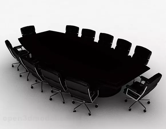 Black Color Conference Table Chair 3d model Black Color Conference Table Chair 3d model