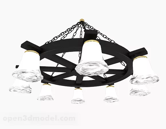 Modern Black Round Wheel Chandelier 3d model Modern Black Round Wheel Chandelier 3d model