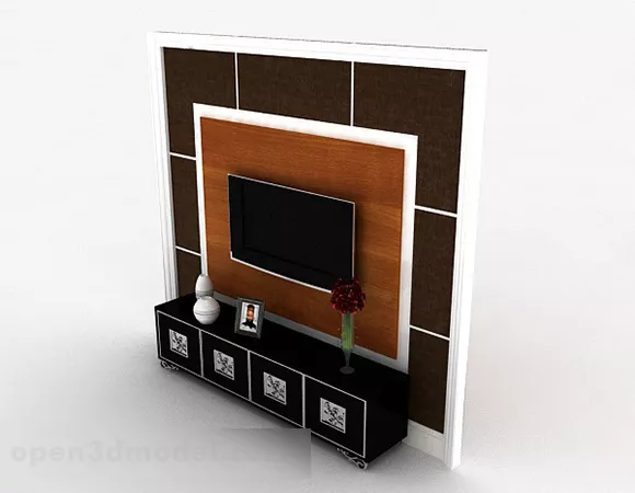 Modern Wood Dark Style Tv Locker 3d model Modern Wood Dark Style Tv Locker 3d model