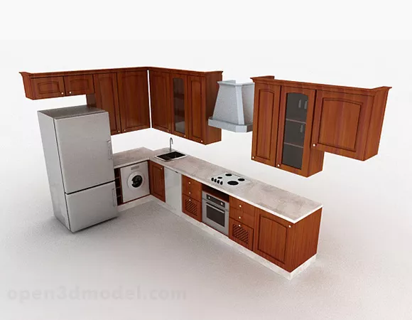 Modern L Shaped Kitchen Cabinet 3d model Modern L Shaped Kitchen Cabinet 3d model