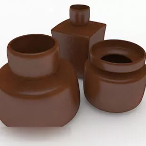 Modern Brown Porcelain Bottle 3d model