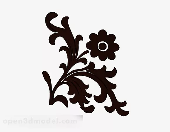 Brown Wood Flower Carving 3d model Brown Wood Flower Carving 3d model