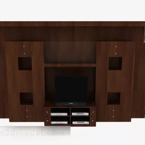 Modern Wood Pattern Tv Background Wall 3d model