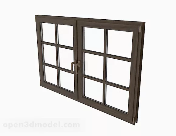 Wooden Double Door Casement Window 3d model Wooden Double Door Casement Window 3d model
