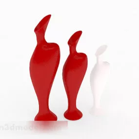 Modern Combination Red Fashion Vase 3d model