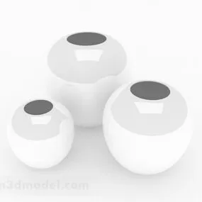 White Big Belly Vase 3d model