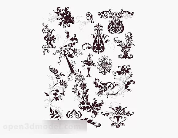 Modern Style Flower Pattern Wallpaper 3d model Modern Style Flower Pattern Wallpaper 3d model
