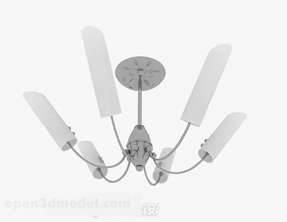 Modern Hexagon White Chandelier 3d model Modern Hexagon White Chandelier 3d model