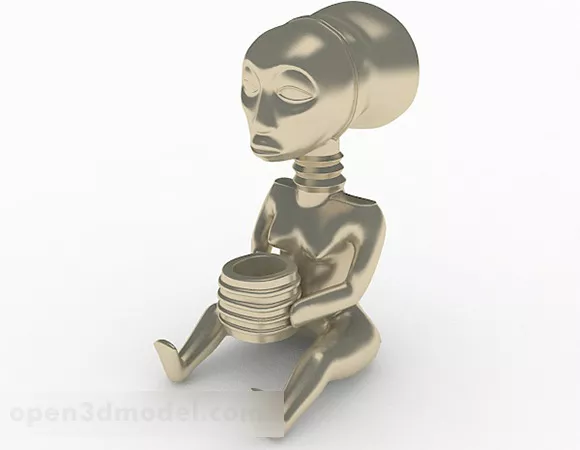 Metal Alien Statue Ornament 3d model Metal Alien Statue Ornament 3d model