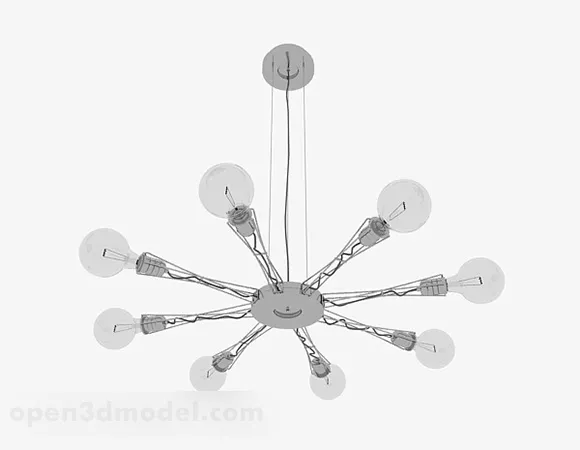 Modern Style Metal Chandelier 3d model Modern Style Metal Chandelier 3d model