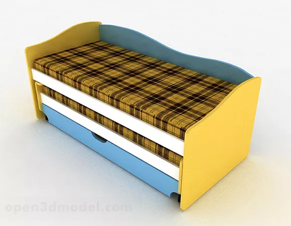 Modern Multi-color Striped Bed 3d model Modern Multi-color Striped Bed 3d model