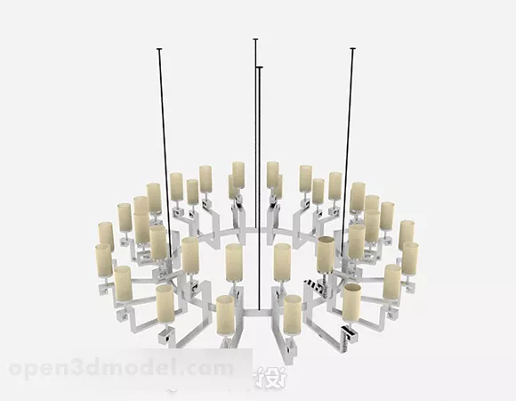 Modern Round Metal Chandelier 3d model Modern Round Metal Chandelier 3d model