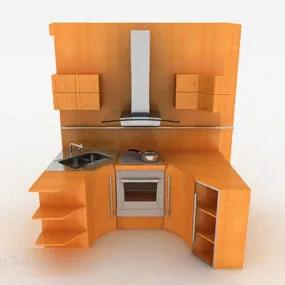 Simple U Shaped Kitchen Cabinet 3d model
