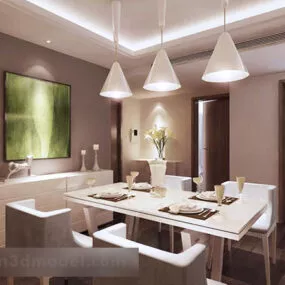 Modern Style Simple Dinning Room Interior 3d model