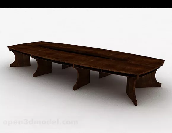 Modern Square Wooden Conference Table 3d model Modern Square Wooden Conference Table 3d model