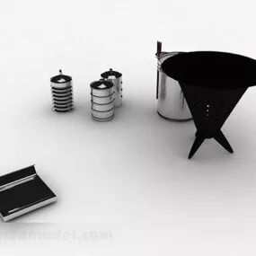 Modern Stainless Steel Hollow Kitchen Utensils 3d model