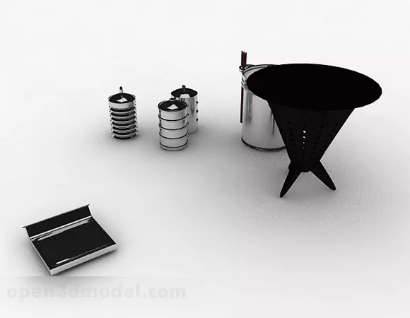 Modern Stainless Steel Hollow Kitchen Utensils 3d model Modern Stainless Steel Hollow Kitchen Utensils 3d model