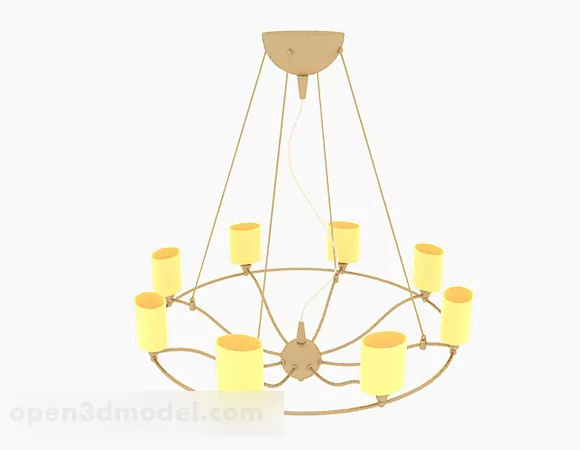 Modern Warm Yellow Circular Chandelier 3d model Modern Warm Yellow Circular Chandelier 3d model
