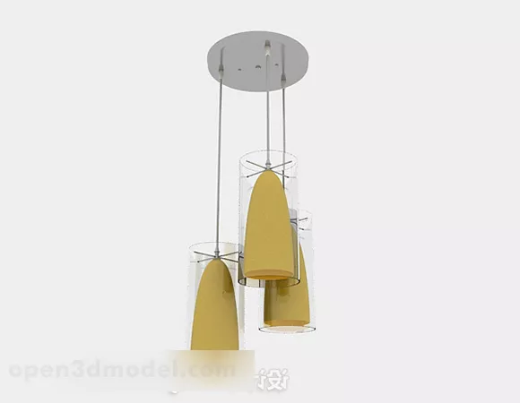 Modern Warm Yellow Cone Chandelier 3d model Modern Warm Yellow Cone Chandelier 3d model