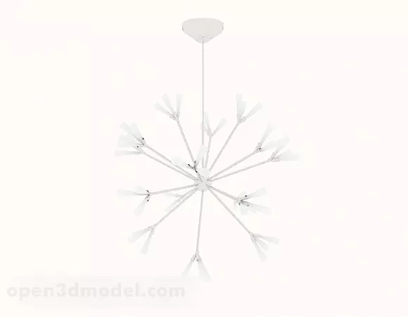 Modern White Snowflake Chandelier 3d model Modern White Snowflake Chandelier 3d model