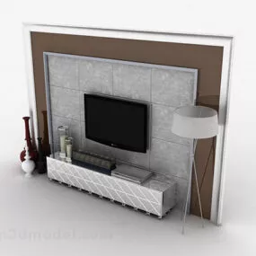 Modern Square Wooden Wall Tv Cabinet 3d model