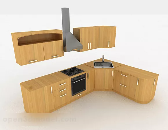 Modern Style Wood Color Kitchen Cabinet 3d model Modern Style Wood Color Kitchen Cabinet 3d model