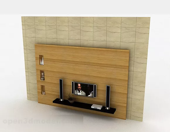 Modern Wood Color Tv Background Wall 3d model Modern Wood Color Tv Background Wall 3d model