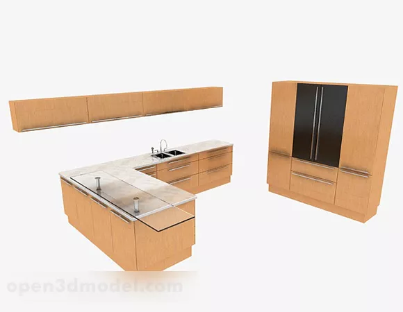 Modern Stylish L Shaped Beige White Cabinet 3d model Modern Stylish L Shaped Beige White Cabinet 3d model