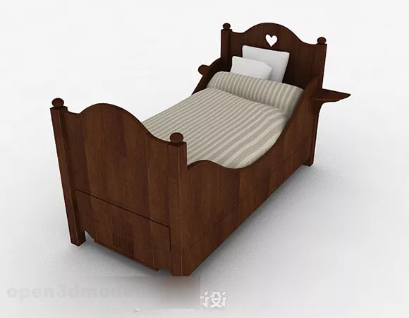 Modern Stylish Brown Children Single Bed 3d model Modern Stylish Brown Children Single Bed 3d model