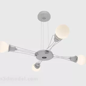 Stylish Metal Living Room Chandelier 3d model