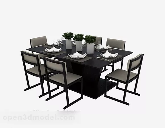 Modern Dining Table Chair Set 3d model Modern Dining Table Chair Set 3d model