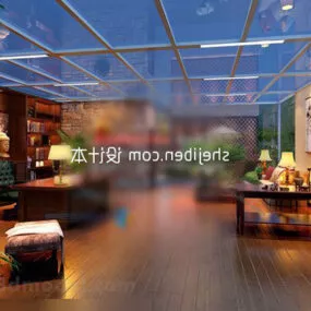 Modern Villa Study Room Interior 3d model