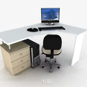 Modern White Desk Chair 3d model