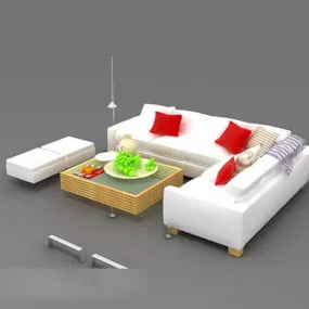 Modern White Home Combination Sofa 3d model