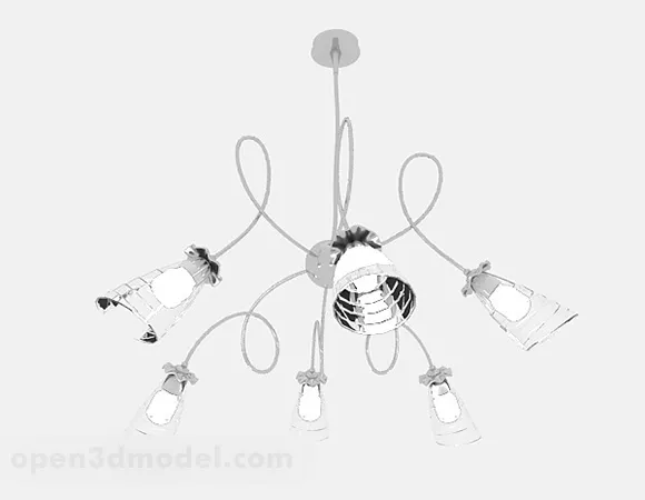 Modern White Minimalist Chandelier 3d model Modern White Minimalist Chandelier 3d model