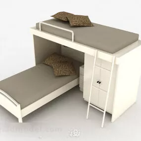 Modern White Wooden Bunk Bed 3d model