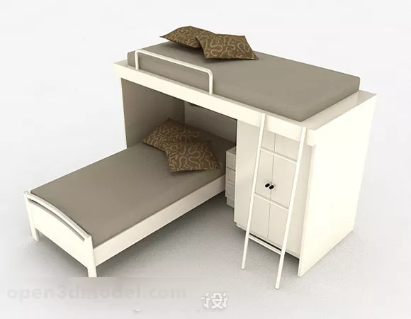 Modern White Wooden Bunk Bed 3d model Modern White Wooden Bunk Bed 3d model