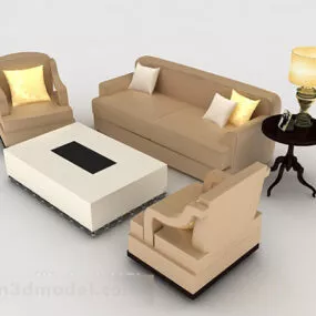 Modern Wood Brown Combination Sofa 3d model