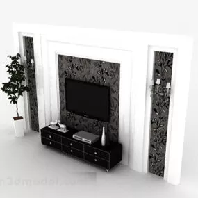 Modern Wooden Black Tv Cabinet 3d model