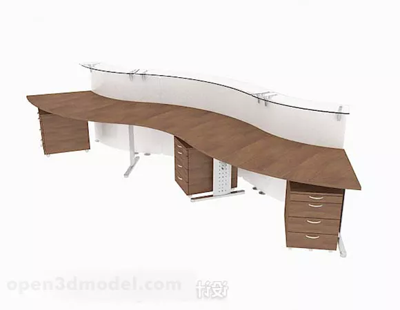 Modern Wooden Simple Multi-person Desk 3d model Modern Wooden Simple Multi-person Desk 3d model