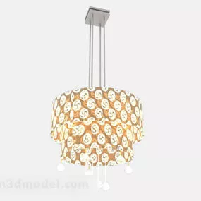 Modern Yellow Hollow Pattern Chandelier 3d model