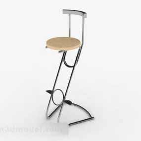 Modern Yellow Minimalist Metal Bar Chair 3d model