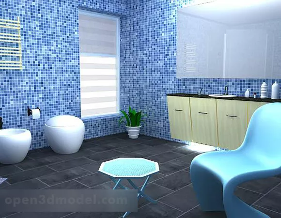 Mosaic Bathroom Interior 3d model Mosaic Bathroom Interior 3d model