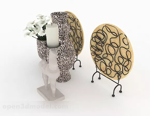 Combination Home Desk Decoration 3d model Combination Home Desk Decoration 3d model