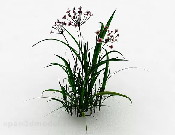 Multiple Pink Flowers Grass 3d model Multiple Pink Flowers Grass 3d model