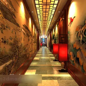 Museum Aisle Ceiling Interior 3d model