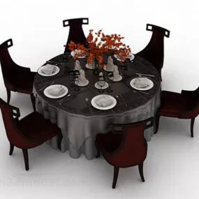 New Chinese Dining Table Chair 3d model