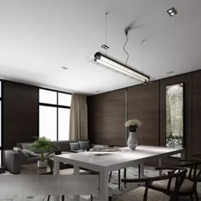 New Chinese Simple Restaurant Interior 3d model