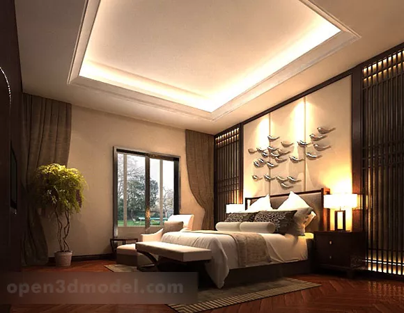 New Chinese Style Bedroom Interior 3d model New Chinese Style Bedroom Interior 3d model