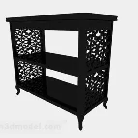 Black Carved Display Cabinet Frame 3d model